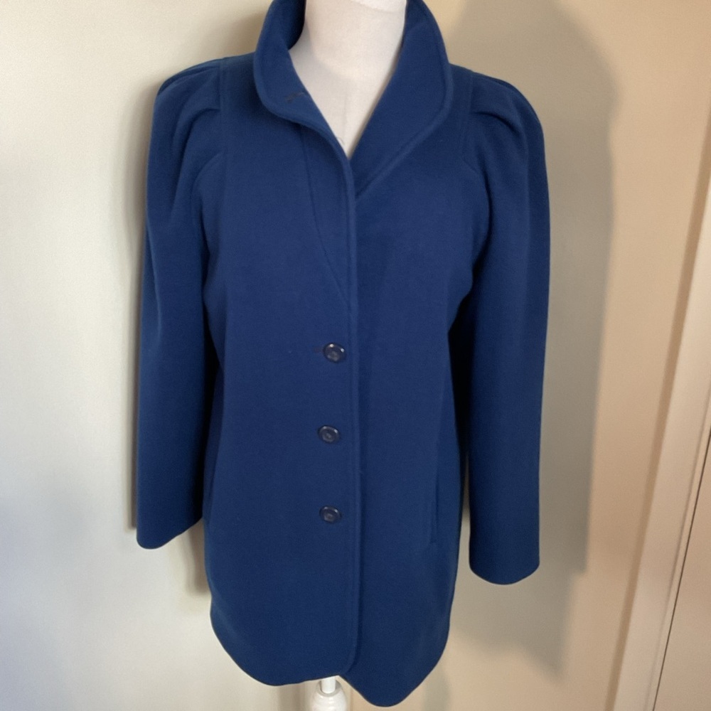 Vintage International Scene Wool Pea Coat 7/8 Navy Blue Made in Yugoslavia - Picture 3 of 10